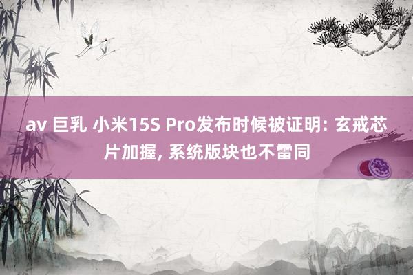 av 巨乳 小米15S Pro发布时候被证明: 玄戒芯片加握， 系统版块也不雷同